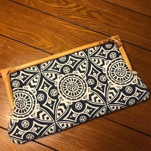 Donna Dixon Beautiful Navy and Bamboo Clutch